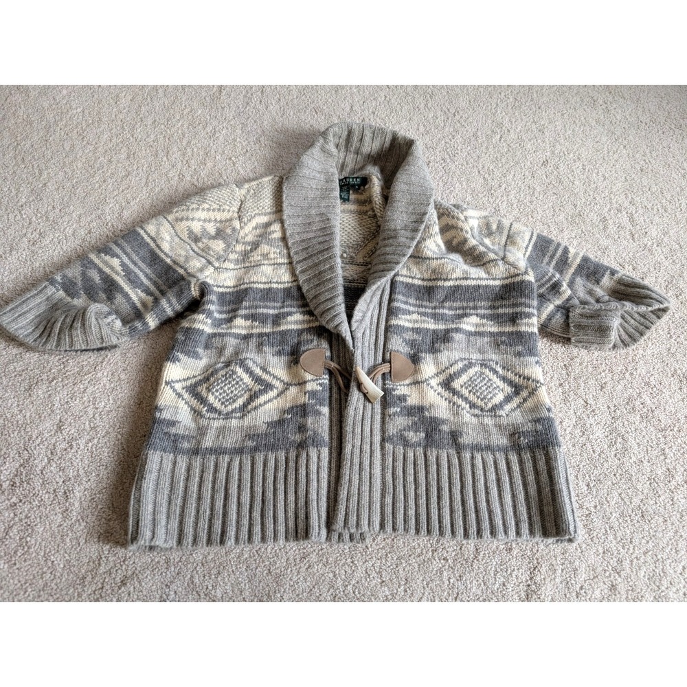 Lauren Ralph Lauren Womens Wool Angora Cardigan XL Southwest Toggle Sweater